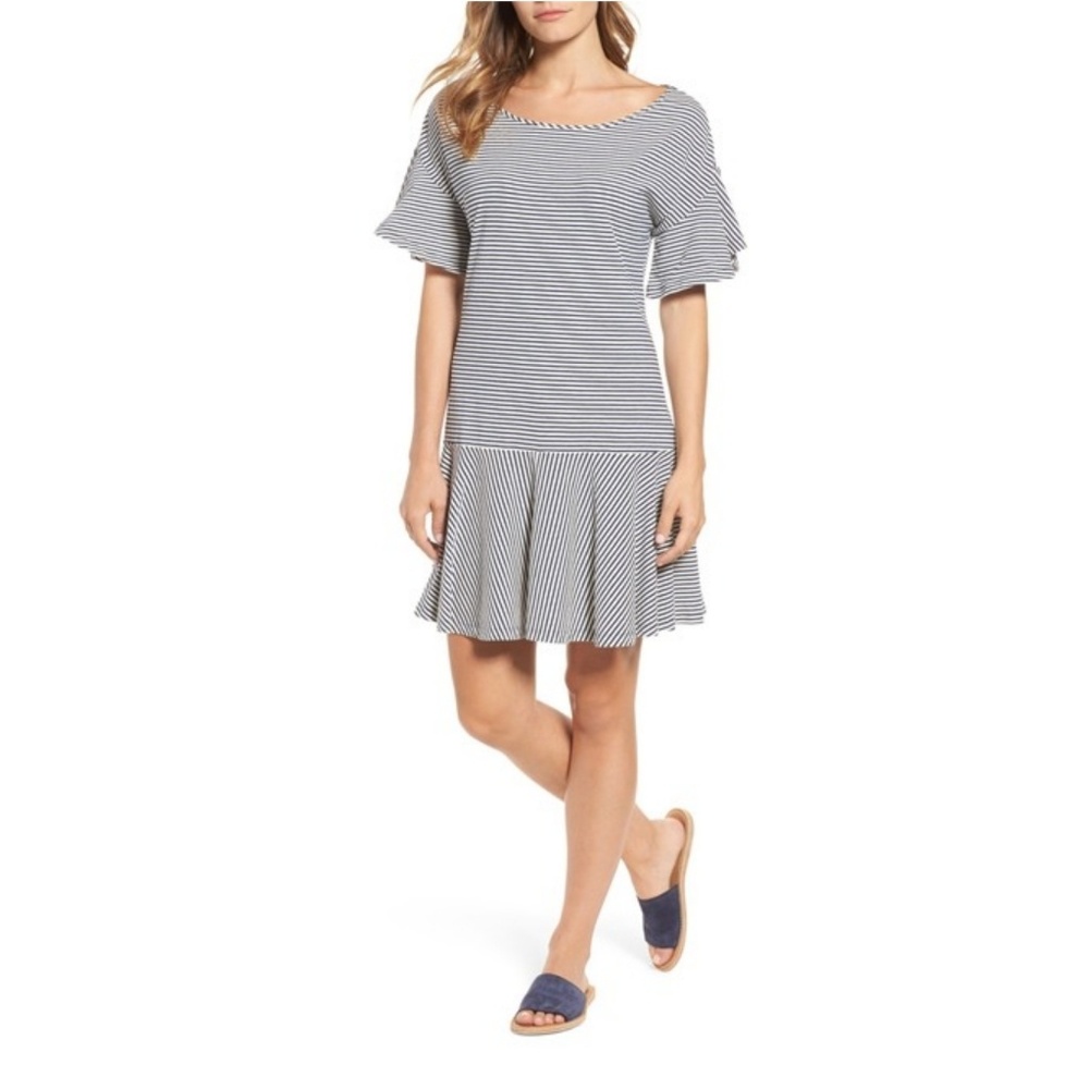 VINEYARD VINES Flutter Sleeve Flounce Dress